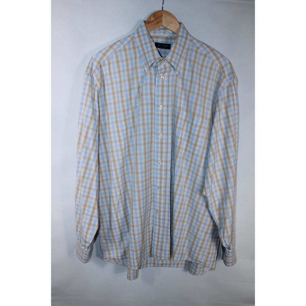 Canali Men's XL Multicolor Plaid Long Sleeve Dress Shirt